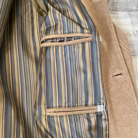 Pronto Uomo Men's Camel Cashmere Wool Blend Long Top Coat - Picture 9 of 11